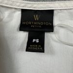 Worthington  Petite Top Blouse P Small  Womens White V Neck Flutter Sleeve Ruffle Photo 3