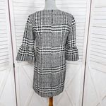 ZARA Houndstooth Check Bell Cuff Shift Mini Dress Black Cream Medium Photo 4