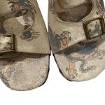 Rare Vtg Bridget Platform Wedge Leather Sandals Dragon Tattoo Print, Sz 9 Gold Photo 14