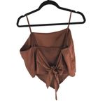 SO  Clothing Womens Cami Top Tie Back Satin Cropped Brown XL Photo 1