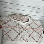 POL  Knit Hoodie Sweater Size Small V-Neck Pullover Diamond Pattern Photo 4