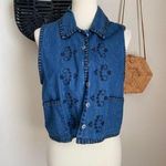 Vintage Sun River Clothing Co Denim Embroidered Button Vest, Size Small Black Photo 0