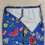 J. McLaughlin Margot Cropped Pants Womens 8 Blue Floral Butterfly Side Zip Capri Photo 7