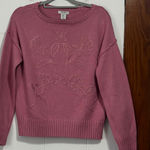 Haute Hippie  Embroidered Floral Pullover Sweater Dusty Rose Size S Photo 0