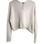 Aeropostale  Chenille Henley Hoodie Cream XL Cozy Soft Pullover Sweater Photo 3