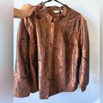 Laura Ashley VTG  Button Down Pattern Shiny Blouse Long Sleeve Brown Size XL 2X Photo 8