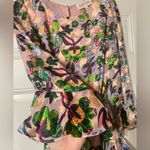 SALONI Silk Floral Ruffle Mini Dress Multicolor Light Pink Lined Slip Size 8 Photo 6