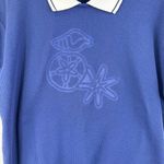 Blast Vintage Seashell Embossed Short Sleeve Polo Shirt Small Coastal Grandma Blue Photo 2