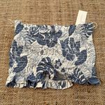 Ocean Drive New Blue Hawaiian Floral Front Tie Strapless Top Medium Photo 2