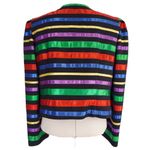 Maggy London Vintage 90's Rainbow ribbon collarless black blazer size 10-12 Photo 4