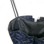 Watters & Watters Navy Brocade Satin Dress Convertible Strapless Textured Size 6 Blue Photo 4