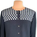 Vintage John Roberts Jacket Graphic Black White Checkered Pattern Button Front Size 16 Photo 2