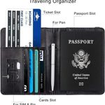 None Passport Holder for Travel, RFID Passport Cover Wallet for Women Men - Black Photo 4