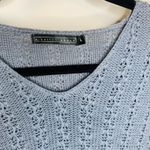 Dusky Blue Textured Sweater V Neck Coastal Grandma Sz Large Photo 7