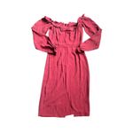 Reformation Red Off Shoulder Long Sleeve Ruffle Midi Dress Size 0 Photo 4