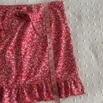 SheIn Ditsy Floral Ruffle Trim Wrap Knot Skirt Red and White Size L Photo 6