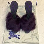Burberry  Heeled Purple Slip on Fuzzy Sandal On Leather Sole(Size 37) Photo 11
