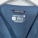 Carhartt Force Women M Blue Cross Flex V Neck Scrub Top Shirt Pockets Stretch Photo 3