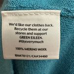 Eileen Fisher Blue Merino Wool Long Sleeve Tunic Shirt Small V Neck *FLAW* Photo 6