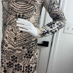 CHANG YUANRUIXIA black sequin mesh long sleeve contrast sexy top dress G1 Size M Photo 0