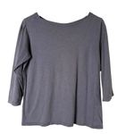 Pact 100% Organic Cotton Boatneck 3/4 Sleeve T-Shirt Top in Gray, Size Small Photo 1
