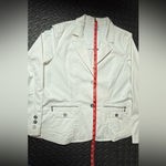None Women's Y2K White Stretch Blazer With Pockets & Silver Hardware Size 18W Photo 7