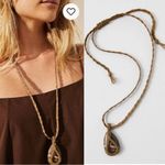 Free People  Vacation Pendant Necklace NWT Turtle Macrame Gemstone Bohemian Photo 1