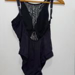 Kenneth Cole  One Piece Swimsuit-Black with Animal Print Netting size M Photo 2