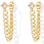Boutique Solitaire Curb Chain Drop Earrings | Yellow Gold Filled Photo 0