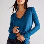 Free People  teal Fresh and Clean long sleeve shirt, M, NWT Photo 0