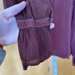 Maven West Maven‎ West Maroon Blouse Cupro USA XS cut out mock neck Long sleeve Boho Photo 5