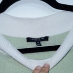 Lafayette 148 Green and White Stripe Viscose Sweater Size Medium Photo 3