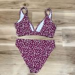 Maroon and White Two Piece Bikini Women’s Large Red Photo 1