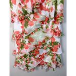 Slny  Tiered Chiffon Coral White Floral Dress Size 12 Photo 2