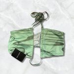 Satin Crisscross Halter Neck Backless Corset Top Green Size L Photo 0