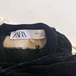 ZARA Black Cream Striped Velvet Lace Trim Bow Collar Sweater Size Small Photo 4