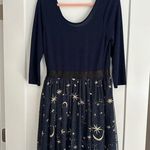 Modcloth Celestial Embroidered Tulle Mini Dress Size L Christmas Holiday Party Photo 0