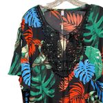 Ekouaer Lace Crochet Summer Beach Cover Up Dress Black Leaf Print Size 2XL NWT Blue Photo 4