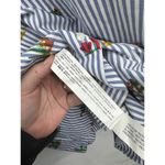 ZARA  Trafaluc Shirt Women XS Blue Striped Button Front Novelty Cactus Print‎ Photo 7