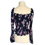 Wild Fable FLIRTY Floral Cropped Smocked Long Sleeve Square Neck Boho Top Medium Photo 4