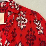 Maeve Anthropologie  Woodland Walk Buttondown red aztec ikat boho blouse size 2 Photo 6