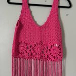 Atmosphere  Fuchsia Crochet Tank with Fringe Photo 1