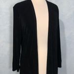 Chico's Chico’s Travelers Black Striped Ribbed Open Front Stretchy Cardigan Everyday M Photo 6