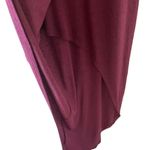 Heather Modal Trendy Burgundy Knit High Low Front Wrap Pleated Crewneck SZ S Purple Photo 5