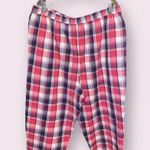 CW Classics Pink & Navy Plaid Lounging/Sleep 100% Cotton Capri Pants Photo 1