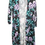 LuLaRoe NEW Sarah Duster Cardigan Kimono Black Floral Cross Stitch Print Size XS Photo 0