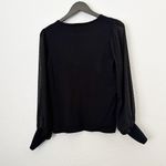 CeCe  Mockneck Contrast Sleeve Sweater Black Small Photo 5