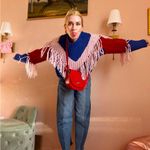 Allison New York Petra Fringe Sweater Blue Size M Photo 6