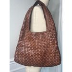 Kompanero Woven Leather Shoulder Bag Brown Cognac Large Boho Artisan Hobo Tote Photo 2