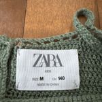 ZARA  crochet crop top in green with pink trim size medium Photo 8